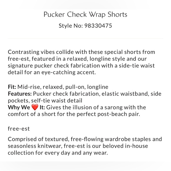 NWT Free People Free-est Pucker Check Wrap Shorts - Picture 2 of 3